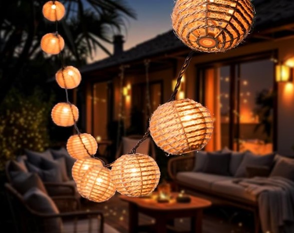 Outdoor-String-Lights-Waterproof, Boho String Lights for Patio, Garden, Porch, Balcony, Gazebo Decorative (Twine Ball)