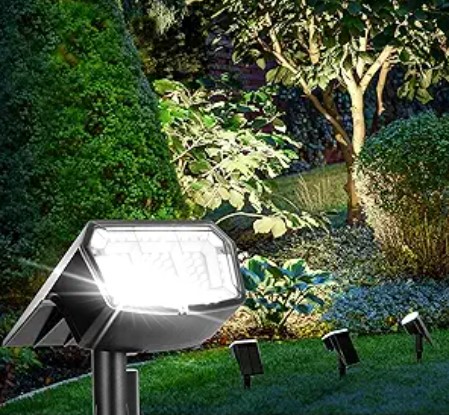 Solar Spot Lights Outdoor Waterproof 4 Pack IP65, 63 LED 3 Lighting Modes Spotlights for Yard Garden House Garage Pathway