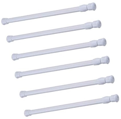 Cupboard Bars Tension Rods, 6 Pack 11.8-20 Inches Spring Tensions Rods Steel Adjustable Tension Curtain Rod Shower Rod Closet Rod Window Rods White