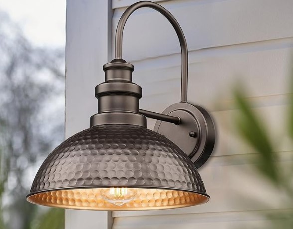 Casia Farmhouse Barn Lights - Rustic Wall Sconce, Exterior & Outdoor Mounted Lighting Fixture, Vintage Gooseneck Wall Lighting,Outdoor Wall Light (Oil Rubbed Bronze, 2 Pack)