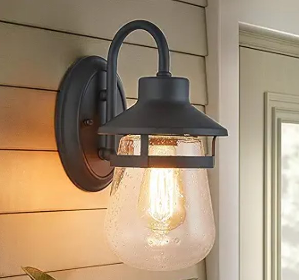 Outdoor Wall Sconce with Clear Seeded Glass Shade,Waterproof Exterior Fixture in Oil Rubbed Bronze Finish,Suit for Wet Locations,Easily Installed in Porch Patio Entryway,Doorway,Corridor