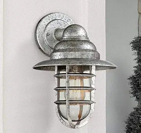 John Timberland Marlowe Rustic Industrial Farmhouse Outdoor Wall Light Fixture Galvanized Hooded Cage 13" Clear Glass for Exterior Barn Deck House Porch Yard Patio Outside Garage Front Door