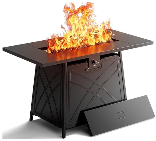 BALI OUTDOORS Propane Fire Pit Patio Outdoor Fire Pit Table Large Firepits for Outside Black