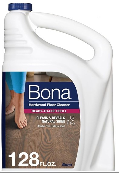 Best pH-Neutral Cleaners for Parquetry and Inlaid Wood Floors Bona Hardwood Floor Cleaner Refill - 128 fl oz - Unscented - Refill for Bona Spray Mops and Spray Bottles - Residue-Free Floor Cleaning Solution for Wood Floors