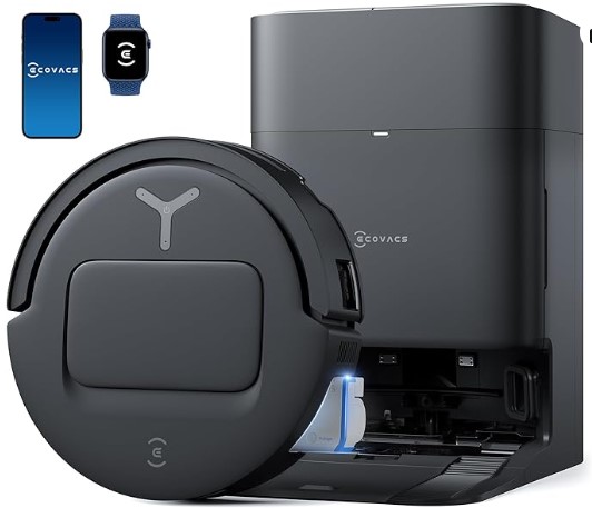 Best Robotic Vacuum-Mop Hybrids for Daily Maintenance ECOVACS DEEBOT T80 Omni Robot Vacuum and Mop, Instant Self-Cleaning OZMO Roller Mop, TruEdge Deep Cleaning, AI Navigation, 18,000Pa Suction and ZeroTangle 3.0 for Pets and Carpets