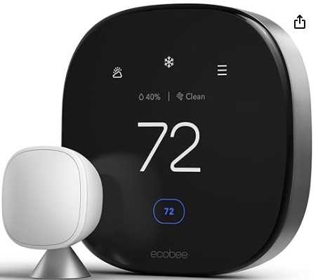 Best Multi-Zone Smart Thermostats with AI Occupancy Sensing ecobee Smart Thermostat Premium with Smart Sensor and Air Quality Monitor - Programmable Wifi Thermostat - Works with Siri, Alexa, Google Assistant, Black
