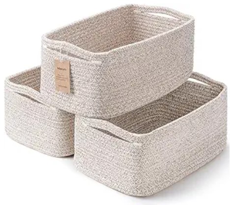 7 Coastal Home Office Ideas for a Calm Work Vibe 3-Pack Small Storage Baskets for Organizing | Woven Shelf Toy Basket | Rope Baskets for Gifts Empty | Closet Organizer Bins with Handles | Cube Decorative Box | 11.8×7.8×5.1” | Mixed brown