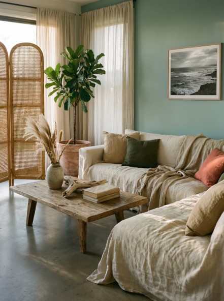 13 Coastal Boho Ideas for Calm Living Rooms 13 Coastal Boho Ideas for Calm Living Rooms