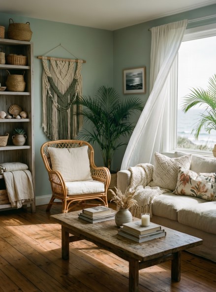 13 Coastal Boho Ideas for Calm Living Rooms 13 Coastal Boho Ideas for Calm Living Rooms