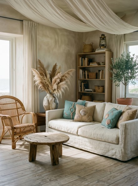 13 Coastal Boho Ideas for Calm Living Rooms 13 Coastal Boho Ideas for Calm Living Rooms