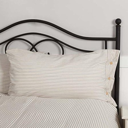 Coastal Décor Bedding for Calm, Lived-In Bedrooms Farmhouse Ticking Taupe King Sham 21x37