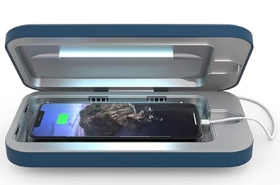 Best UV-C Sanitizing Wands for Phones and Travel PhoneSoap 3 UV Cell Phone Sanitizer & Dual Universal Cell Phone Charger Box | Patented & Clinically Proven 360-Degree UV-C Light Sanitizer | Disinfects and Charges All Phones (Light Gold)