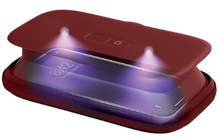 Best UV-C Sanitizing Wands for Phones and Travel Homedics UV Clean Phone Sanitizer, Portable Fast Germ Sterilizer & UVC Light Disinfectant for Cell Phone, Makeup Tools, Credit Cards, Keys, Glasses, Kills up to 99.9% of Bacteria & Viruses, Red