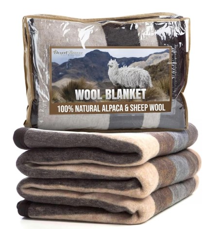 7 Coastal boho bedding ideas Natural Alpaca & Sheep Wool Blanket – Woven, Made in Peru - Full/Queen Size – Heavyweight Warmth, Thick, Breathable, Natural Texture & Scent, 72 x 88 Inches, 4.2 lbs