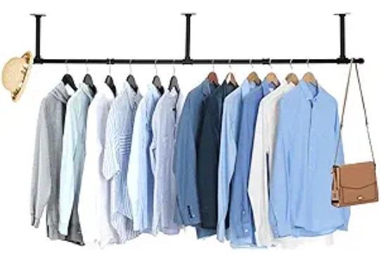 7 Laundry Room Makeover Ideas: Smart Storage Wins Oroonoko 72inch Industrial Pipe Clothes Garment Rack Ceiling Mount For Hanging Rod Bar for Laundry Room Up to Max Load 135Lb