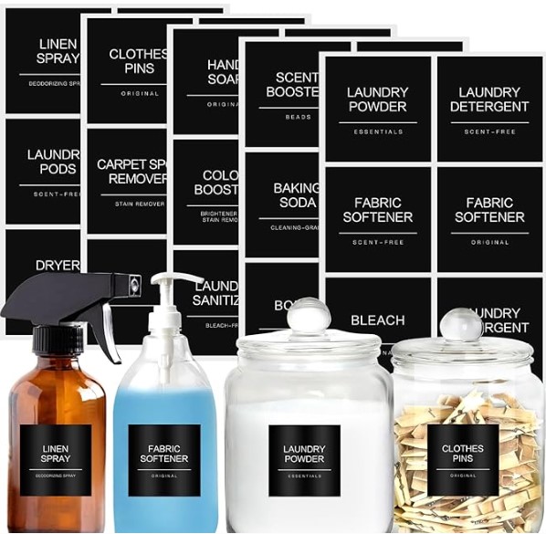 7 Laundry Room Makeover Ideas: Smart Storage Wins Minimalist Laundry Room Labels,30 Matte Waterproof Labels for Jars Spray Bottles and Detergent Dispensers, Preprinted Laundry Room Organization Labels Set(Black), Large, TCD-87