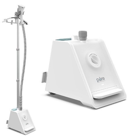 Best Portable Steamers for Delicates and Heavy Drapery Pure Enrichment PureSteam Pro Upright Clothes Steamer - Professional Standing Garment Steamer & Foot Pedal - Half Gallon Tank with 1 Hr of Steam at 4 Heat Levels that Heats in 45 Seconds