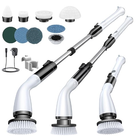 Best Electric Spin Scrubbers for Deep-Cleaning Tile Grout LABIGO Electric Spin Scrubber, Cordless Cleaning Brush Scrubber with 7 Replaceable Brush Heads and Adjustable Extension Handle, IPX7 Waterproof Power Cleaning Brush for Bathroom Tub Floor Tile Shower