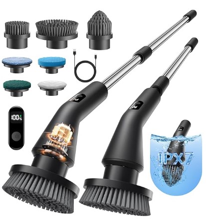 Best Electric Spin Scrubbers for Deep-Cleaning Tile Grout Leebein Electric Spin Scrubber, 2026 Upgraded Cordless Cleaning Brush Bathroom Scrubber, IPX7 Waterproof Electric Scrubber with 7 Brush Heads, Extendable Long Handle Power Scrubber for Bathtub Floor